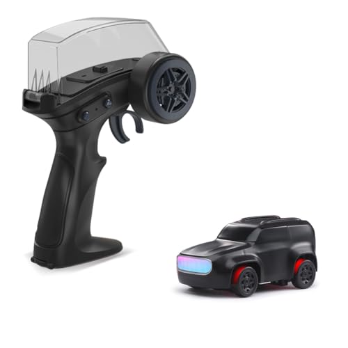 RoofWorld 1/64 Mini RC Drift Car 4WD High-Speed Desktop Toy Remote Control Sports Cars 2.4Ghz Racing Model Ideal for Racer Kids and Adults (K12 Black)