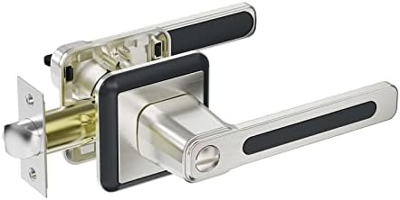 BAOLONG Door Handle Locking Lever with Modern Contemporary Square Design,Modern Square Door Lever Bathroom Door Lock Privacy Lever Lock for Interior Door Satin Nickel.