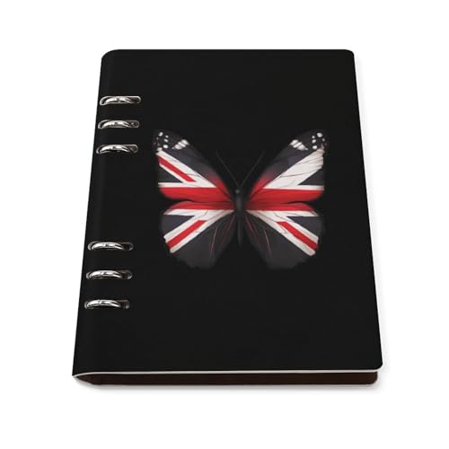 Quaderno portatile ricaricabile con bandiera dell'Inghilterra, formato A5, 6 anelli,