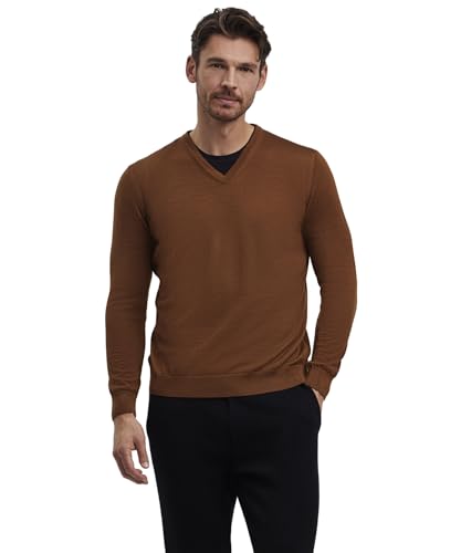 Pull-Over Homme FALKE V-Neck en Mérinos Marron pour le Bureau