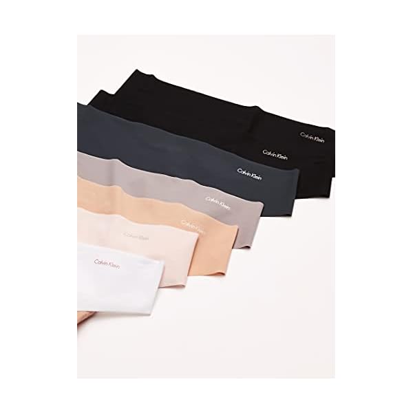 Calvin Klein Women's Invisibles Seamless Thong Panties, 7 Pack, Black/White/Bare/Silverlock/Undertone/Subtle Bloom/Speakeasy, Small