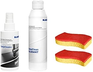 BLANCO DeepClean zestaw silgranitowy | środek czyszczący i pielęgnacyjny do zlewozmywaków silgranitowych | All-in-One zestaw do czyszczenia (DailyClean+DeepCleanSILGRANIT + gąbka Spontex),