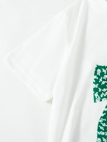 Image of Girls 2 Piece Outfits Summer Clothes Ruffle Short Sleeve Shirts Top and High Waist Floral Shorts Set with Belt