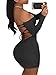 TOB Women's Sexy Off Shoulder Backless Lace Up Club Bodycon Mini Dress Black