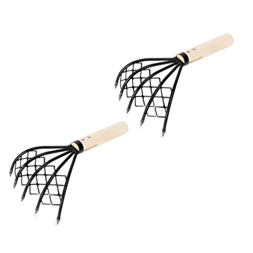 Cabilock Clam Rake for Clamming 2Pcs Claw Rake with Mesh Net Clam Seafood Digging Rake Wooden Handle Clam Scraper Tool for Beach -  L153HWS4221GBPNO