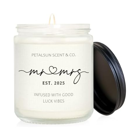 PETALSUN Mr & Mrs Est 2025 Candle Gift Cover