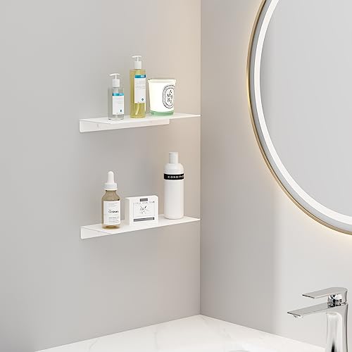 Étagère de rangement au design épuré blanc mat en aluminium robuste