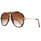 GUVIVI Oversized Aviator Sunglasses for Women Men 2026 70s Retro Gold Metal Sun Glasses Tangle Free Square Aviators