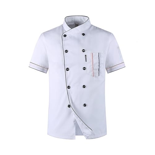 Men's Chef Coat Uniform Short Sleeve Cook Jacket Restaurant Kitchen Work Breathable Clothes