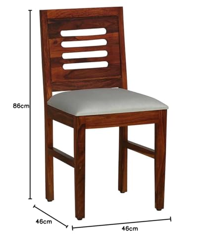 Image of Sheesham Wood Dining Chairs Set of 2 with Cushion | Dining Chair Only | Students Study Chairs | Office Chairs - Dining Room Furniture | Wooden Chair Set of 2 (White, Honey)