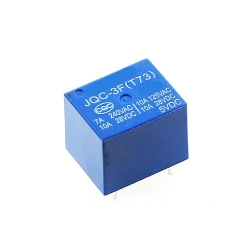 Relé JQC-3F T73 12VDC componente electromecánico de potencia 10A con cinco terminales tipo PCB 3