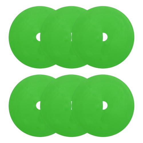 PATIKIL Spot Markers 6 Inch, 6 Pcs Non-Slip Floor Dots Agility Markers Flat Field Cones Poly Dots with Hole for Gym PE Speed Training Dance Soccer Basketball Sports, Green