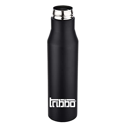 Image of TRIBBO Stainless Steel Water Bottle 1 Litre, Water Bottles for Fridge, School,Gym,Home,Office,Boys, Girls, Kids, Leak Proof(Black,1000 ML,Sipper Cap, Set of 1, Model-Diana)