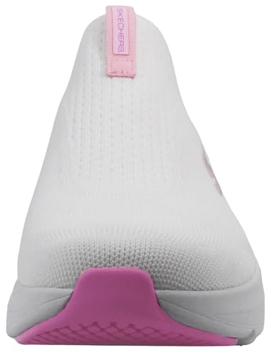 Skechers Women's Go Run Elevate - Hot Streak Sneaker, White/Pink, 6 M US