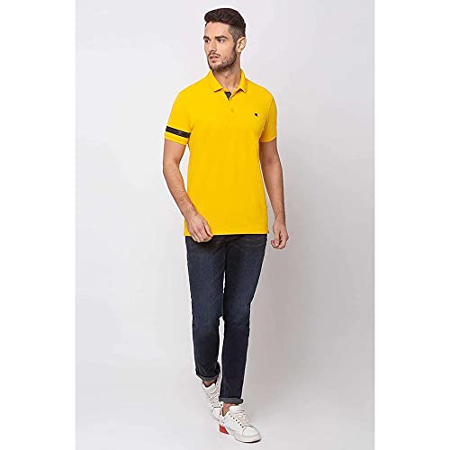 Image of Spykar Men's Embellished Slim Fit Polo T-Shirt