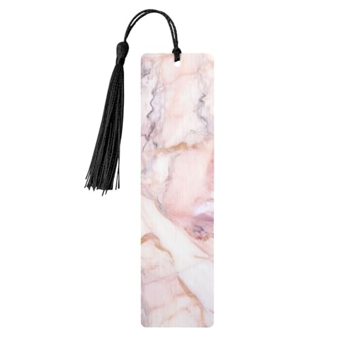 タッセル付きホワイト大理石模様しおり、女性、男性用の木製ブックマーク、ブック愛好家のためのハンドメイドブックマーク、読書ページマーカー木製タグオーナメント、誕生日教師へのギフト。