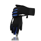 防寒グローブ キッズ 防寒手袋 子供用【裏起毛・タッチパネル対応・滑り止め・撥水加工】サッカー 手袋 ジュニア 防風 保温 耐磨耗性 自転車グローブ 通学通園 登山 サ イクル サッカー スポーツ 男の子 女の子 (ブラック+ブルー, XL)