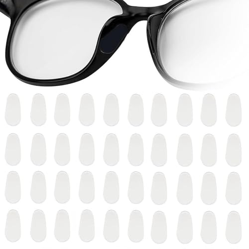 RhiVrillion 20 Paires de Coussinets de Nez en Silicone pour Lunettes, Anti-Glisse Autocollants, Plaquettes de Nez Confortables pour Lunettes Correctrices et...