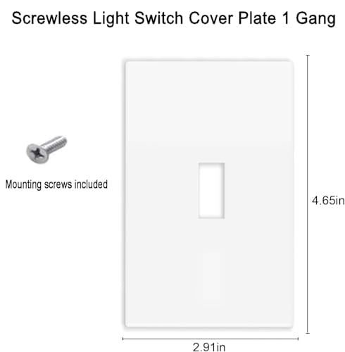 Image of Screwless Toggle Switch Wall Plates 1-Gang Switch Outlet Electrical Cover Plate Unbreakable Thermoplastic Faceplate for Decora Receptacle Outlet Switch, White (10 Pack)