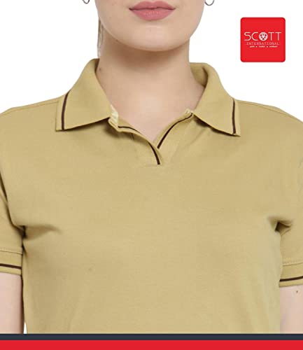 Image of Scott International Women's Regular Fit 100% Pure Organic Cotton Polo T-Shirt | Womens Polo Collar Neck T-Shirt | Cotton Plain Polo Neck Half Sleeve T-Shirt | Tshirts for Women