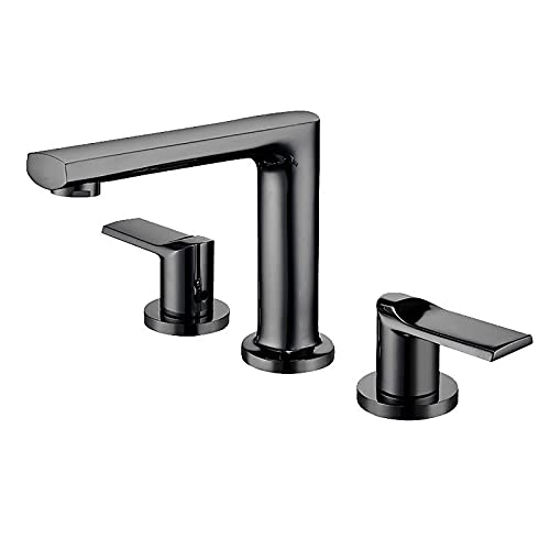 Robinet lave-mains laiton gris noir à 3 trous pour vasque élégante de salle de bain