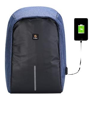 GOBIGUSB Charge Anti-Theft Backpack Men Travel Bags (Blue)