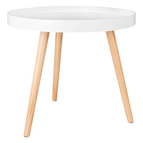 WOLTU Mesilla Auxiliar MDF Blanco 50x50x44cm Cover