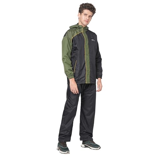 Image of Citizen Hooded Raincoat for Men Women Waterproof for Bike Riders 180T Micro Fabric Lightweight Stylish Sealed Hood, Large Pockets, Heavy-Duty Zippers Rainwear with Carry Pouch-CR013