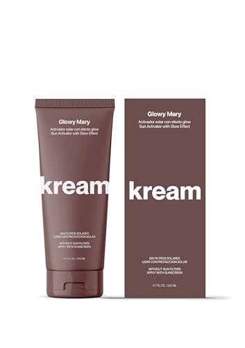 KREAM Glowy Mary - Crema Aceleradora del Bronceado con Efecto Glow | Hidratación Intensa y Potenciador del Bronceado, 200 ml