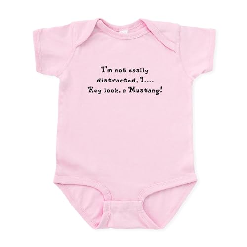 CafePress Distracted by Mustangs Infant Bodysuit Cute Infant Bodysuit Baby Romper Petal Pink