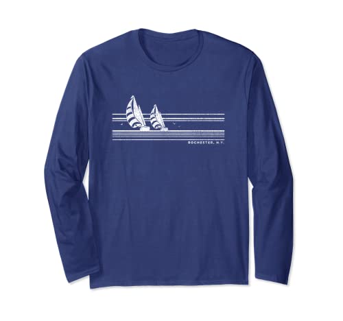 Rochester NY Vintage Sailing 70s Barca a vela nautica Maglia a Manica