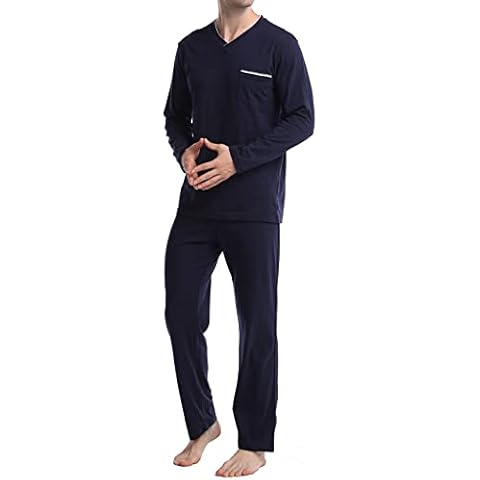 In One Clothing Men's long pyjamas, Blue Black, S Cover