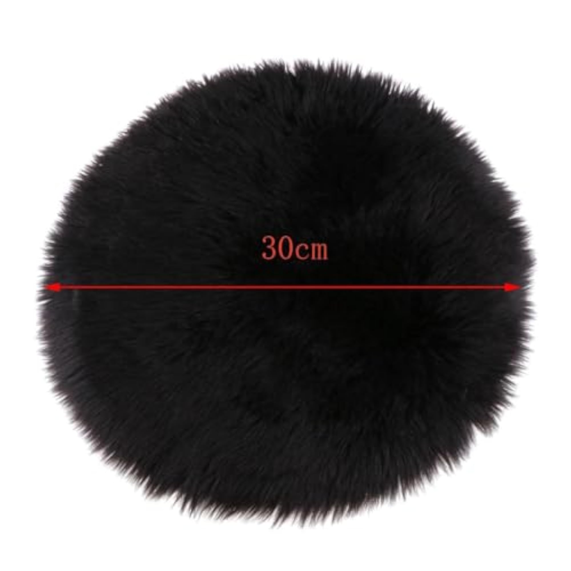Faux Fur Seat Cushion Pad, Black 30cm