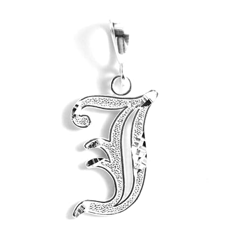 Personalized Gothic Old english Sterling Silver Initial A-Z Pendant.
