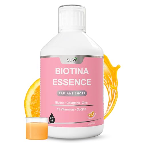 Anticaida Cabello Mujer con Biotina Cabello Piel y Uñas - Crecimiento Cabello Mujer con Vitaminas para el Pelo, Colágeno y Zinc - Alta Absorción y Fácil de Tomar - Vitaminas Pelo 500ml, 33 días