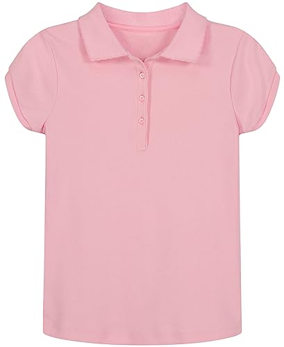 Image of Nautica Girls' School Uniform Short Sleeve Polo Shirt, Button Closure, Soft Pique Fabric