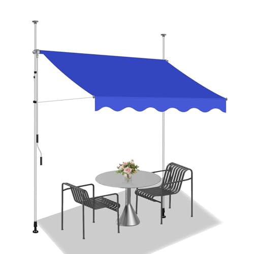 Toldo plegable para balcón, sin taladro, con manivela, impermeable y resistente a los rayos UV, ideal para entradas, balcones, voladizos, zonas al aire libre (verde oscuro, 1,5 m)
