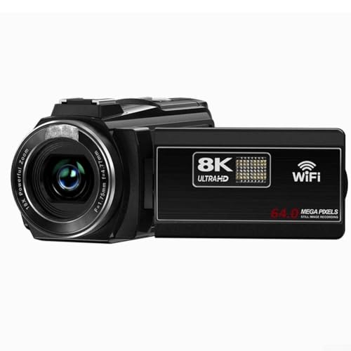 JoyousMall Cámara de video digital, pantalla táctil HD de 3.0 pulgadas, videocámaras para el hogar 8K con zoom de 64 MP y 18X para visiones nocturnas (es negra)
