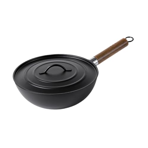 Wok de hierro fundido con revestimiento antiadherente y mango de madera miniatura 7