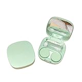 Estojo de lentes de contato fofo portátil para viagem, aplicador de lentes de contato, kit de ferramentas de remoção de recipiente de armazenamento com garrafa espelhada (verde)