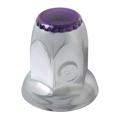 Image of GG Grand General 10493SP 33 mm X 2 Inches Chrome Steel Nut Cover w /Purple Reflector, Set of 10