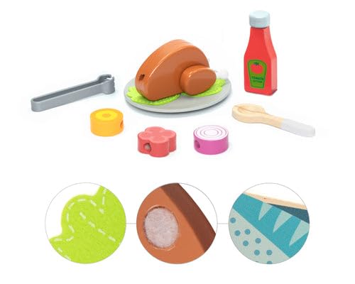 UMU Kids Grill Set, Pretend Play BBQ Toys with Wooden Grill, Cutting Food, and Cooking Accessories – Play Kitchen Outdoor & Indoor Barbecue Toy for Toddlers and Kids Age 3 4 5 6 7 8+