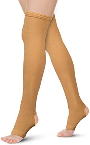 Vissco Varicose Vein Stockings, Thigh Length (Above Knee), Stockings for Swollen, Tired, Aching Legs, Pain Relief, Edema, Sore Legs for Women- Small (Beige) - 1 Pair