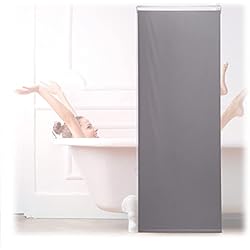 Cortina Ducha Techo Relaxdays Cortina Enrollable Ducha Cadena, Estor Traslúcido, Repele el Agua, Montaje Techo/Pared, 60x240 cm, Gris
