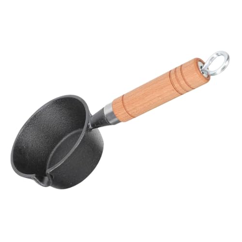 GALPADA Mini Sartén Hierro Fundido con Mango Madera Resistente al Calor Sartén Pequeña para Huevos Tortillas y Panqueques Cocina Camping