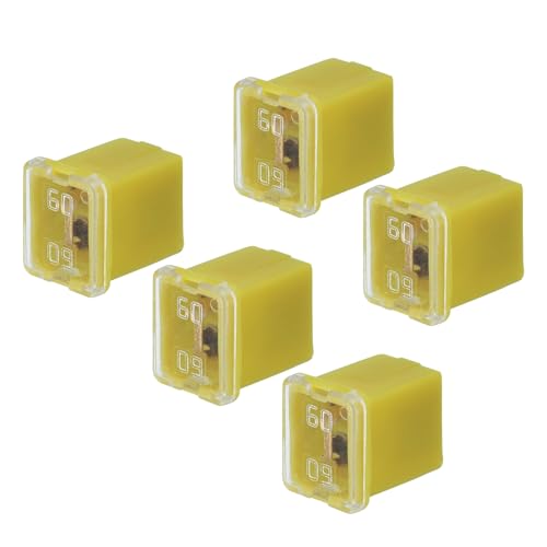 Fusible de cartucho automotriz de 48V 60A tipo hembra de perfil bajo color amarillo paquete de 5