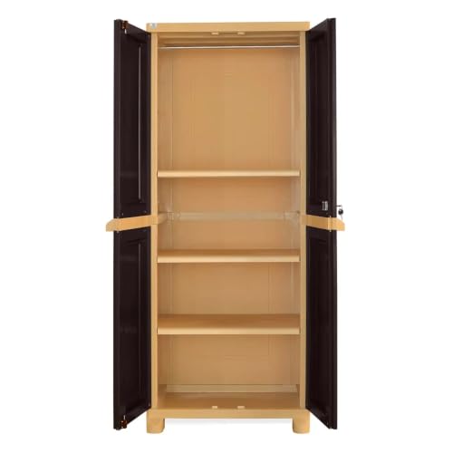 Image of Nilkamal Freedom Big 1 (FB1) Plastic Wardrobe for Storage|3-Year Warranty|Clothes Organizer|Shelves|Cupboard|Almirah for Home, Living Room, Bed Room|Adult & Kids|Weather Brown /Biscuit