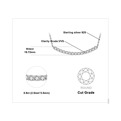 JewelryPalace Round Cut Moissanite Bar Collar Pendant Necklace for Women, 14K White Yellow Rose Gold Plated 925 Sterling Silver Necklaces for Her, Simulated Diamond 18 Inches Chain VVS D-F2