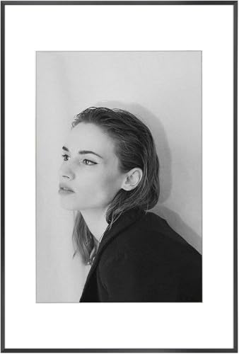 Metal Picture Frame 16x24 Modern Black Aluminum Photo Frames with Mat, Lightweight Wall Poster Frame for Home Office Decor, Wall or Tabletop Display, High-Definition Plexiglass