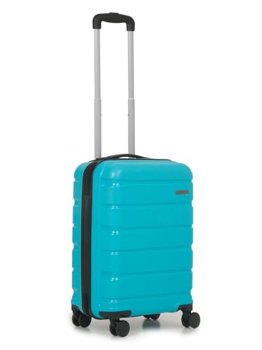 Image of Teakwood Unisex Trolley Bag, Hard Cabin with Zipper Closure, Adjustable Push Button & Cross Side Strap, Lock System 360 Degree (S, Aqua)